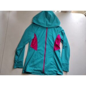 Marika Tek Kids Teal Pink Athletic Hoodie Jacket Size L Zip Up
